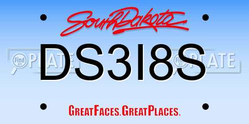 DS3I8S South Dakota License Plate