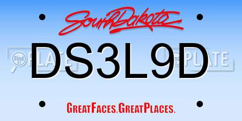 DS3L9D South Dakota License Plate