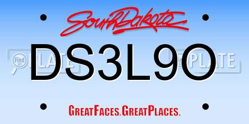 DS3L9O South Dakota License Plate