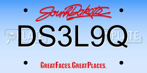 DS3L9Q South Dakota License Plate