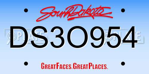 DS3O954 South Dakota License Plate