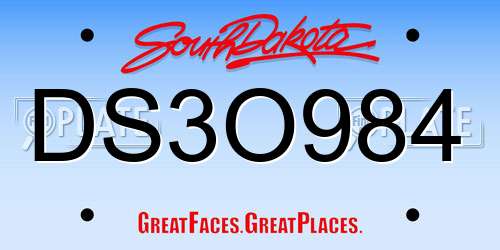 DS3O984 South Dakota License Plate