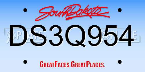 DS3Q954 South Dakota License Plate