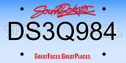 DS3Q984 South Dakota License Plate