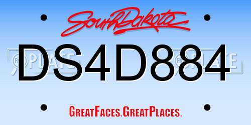 DS4D884 South Dakota License Plate