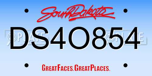 DS4O854 South Dakota License Plate