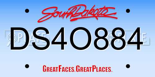 DS4O884 South Dakota License Plate