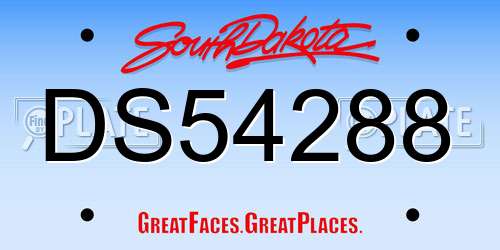 DS54288 South Dakota License Plate