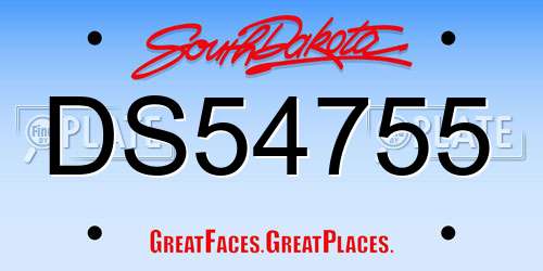 DS54755 South Dakota License Plate
