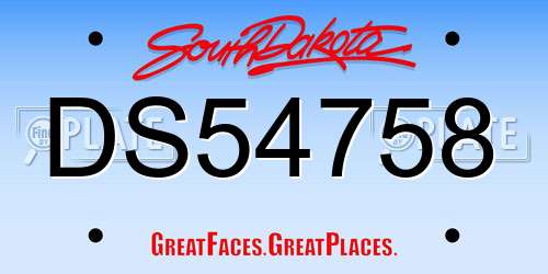 DS54758 South Dakota License Plate