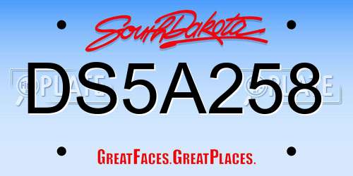 DS5A258 South Dakota License Plate