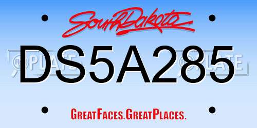 DS5A285 South Dakota License Plate