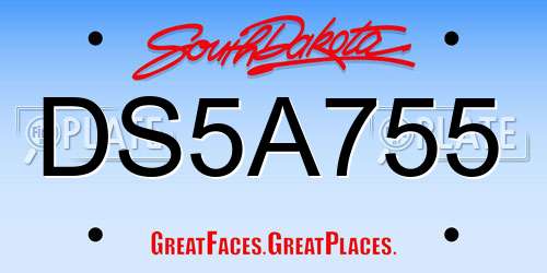 DS5A755 South Dakota License Plate