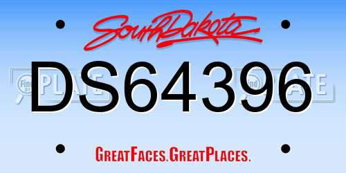 DS64396 South Dakota License Plate