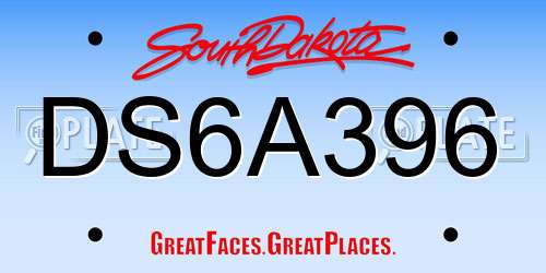 DS6A396 South Dakota License Plate