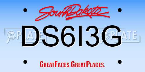 DS6I3G South Dakota License Plate