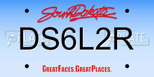 DS6L2R South Dakota License Plate