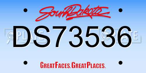 DS73536 South Dakota License Plate