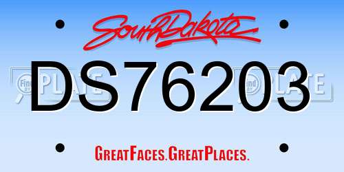 DS76203 South Dakota License Plate