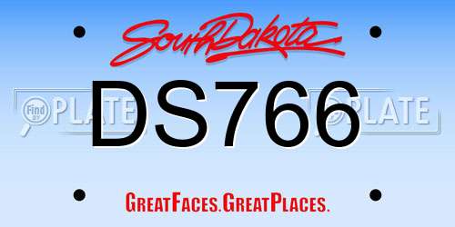 DS766 South Dakota License Plate