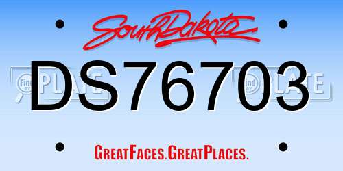 DS76703 South Dakota License Plate