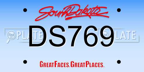 DS769 South Dakota License Plate