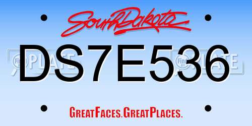DS7E536 South Dakota License Plate