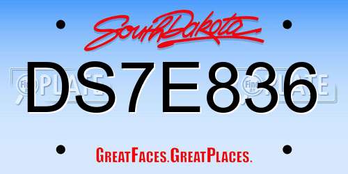 DS7E836 South Dakota License Plate