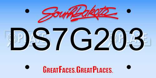 DS7G203 South Dakota License Plate