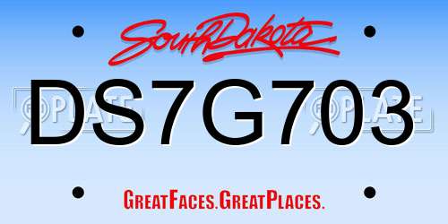DS7G703 South Dakota License Plate