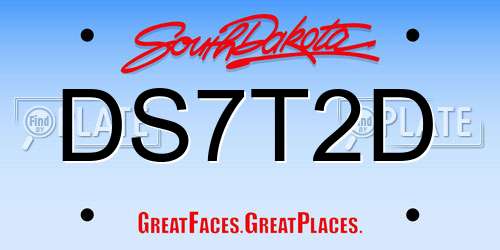 DS7T2D South Dakota License Plate