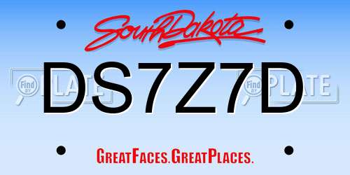 DS7Z7D South Dakota License Plate