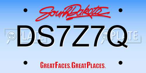 DS7Z7Q South Dakota License Plate