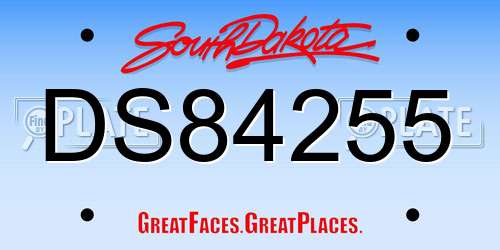 DS84255 South Dakota License Plate