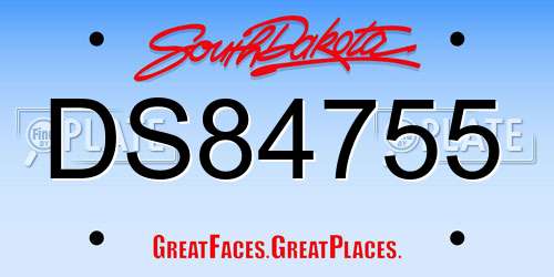 DS84755 South Dakota License Plate
