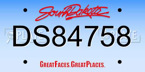 DS84758 South Dakota License Plate