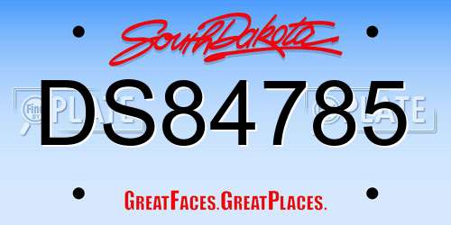 DS84785 South Dakota License Plate
