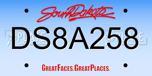 DS8A258 South Dakota License Plate