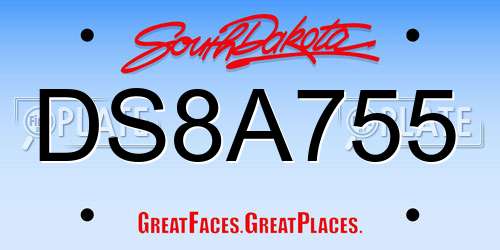 DS8A755 South Dakota License Plate