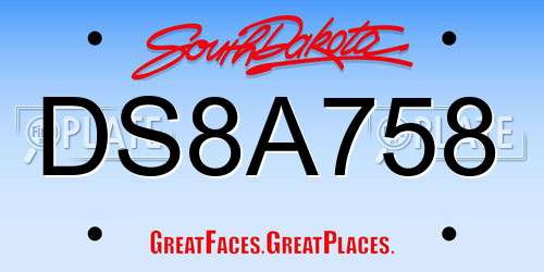 DS8A758 South Dakota License Plate