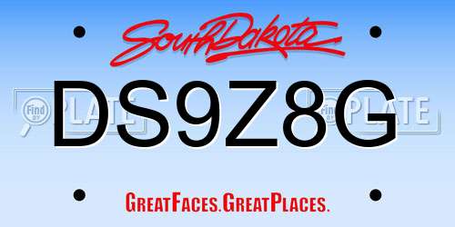 DS9Z8G South Dakota License Plate