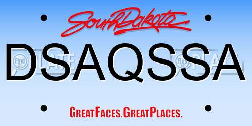 DSAQSSA South Dakota License Plate