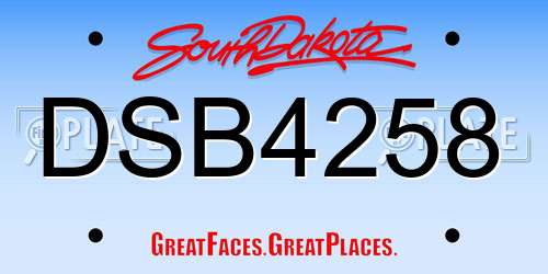 DSB4258 South Dakota License Plate