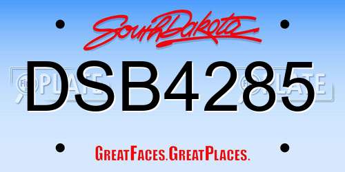 DSB4285 South Dakota License Plate