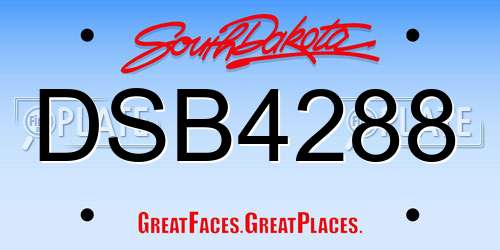 DSB4288 South Dakota License Plate