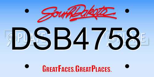 DSB4758 South Dakota License Plate