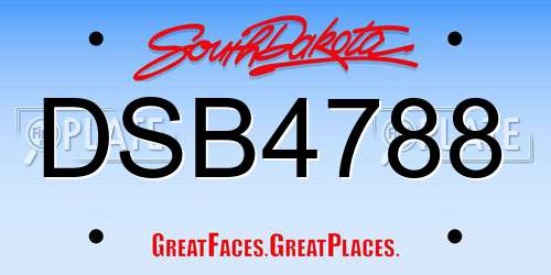 DSB4788 South Dakota License Plate