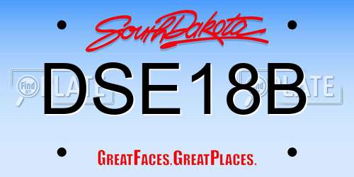 DSE18B South Dakota License Plate