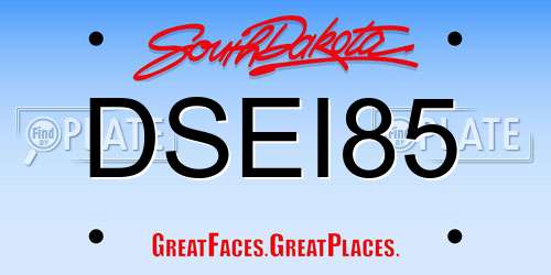 DSEI85 South Dakota License Plate