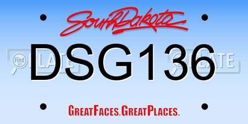 DSG136 South Dakota License Plate
